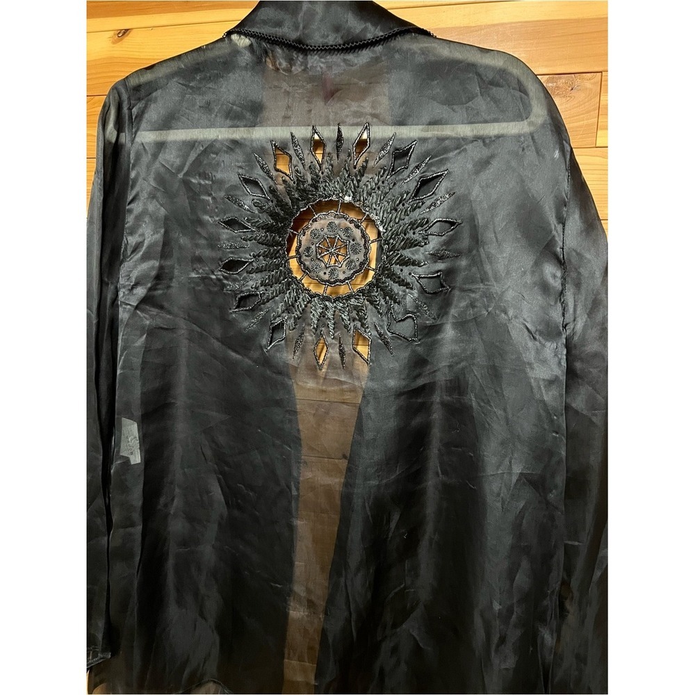 Gianfranco Ferre Sheer Blazer Women 10 Black Excellent Sunburst Embroidery Mesh - Picture 4 of 4